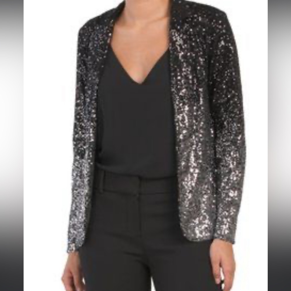 Cable and Gauge jacket open sequin blazer